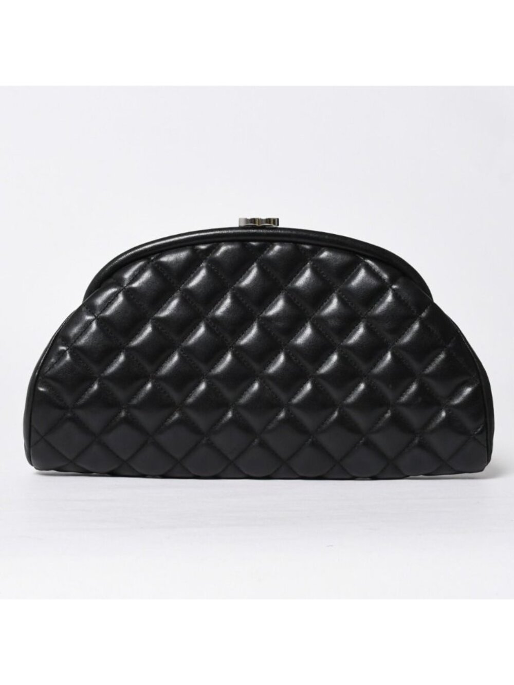 Chanel Timeless Classic Clutch CC Logo Lambskin Quilted Silver